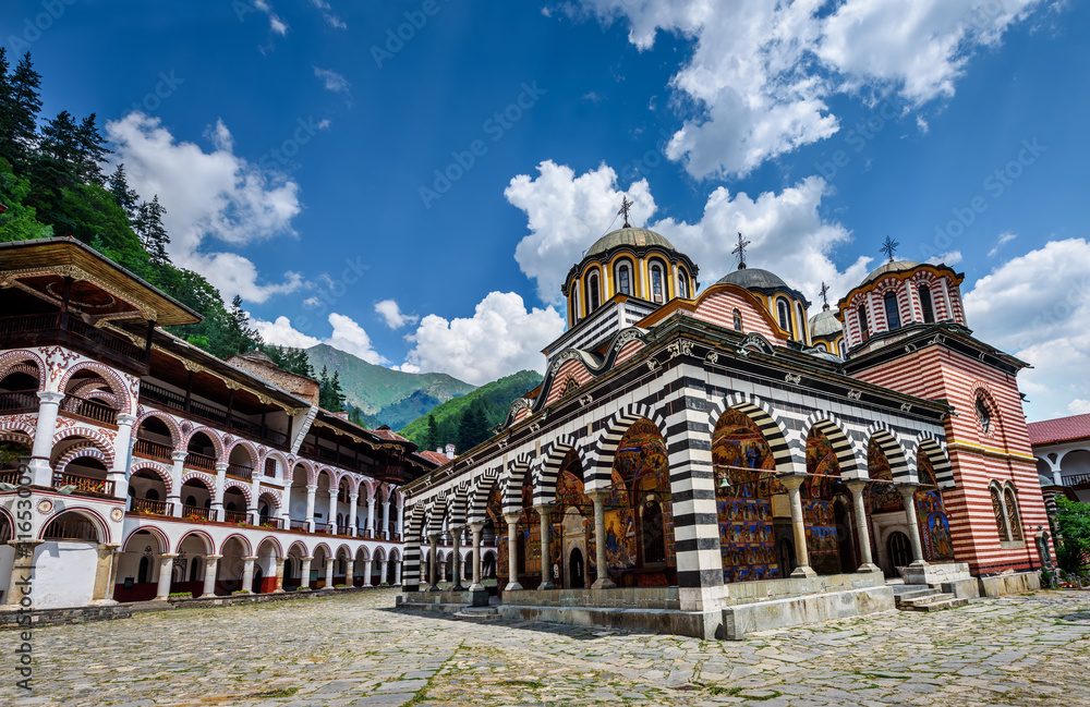 Rila monastery, a famous monastery in Bulgaria. - obrazy, fototapety, plakaty 