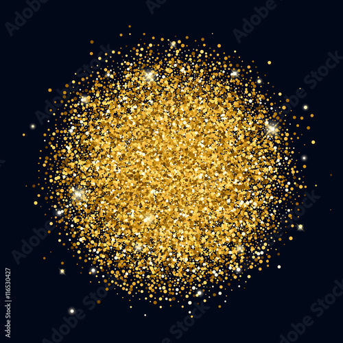 Gold glitter on black background.
