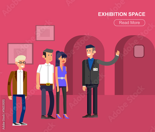 Funny character people in museum