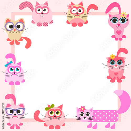 frame with funny colorful cats