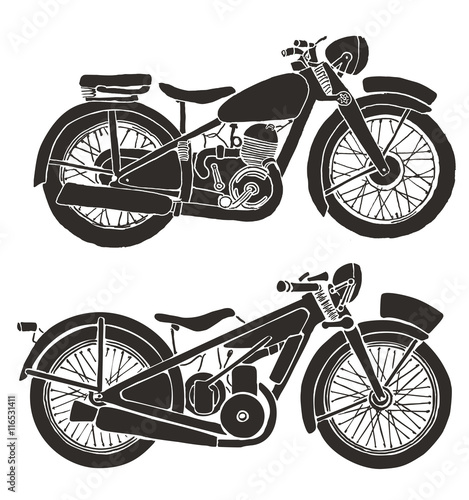Vintage Motorcycle. Hand drawn vector illustration.