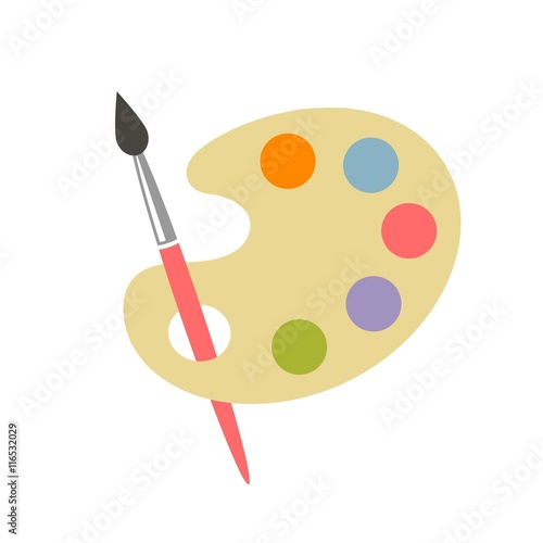 Fotografie, Obraz colorful brush and palette icon