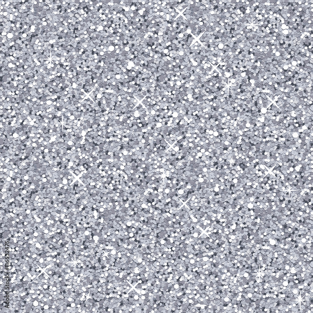 Vector silver glitter texture, seamless pattern. Stock Vector