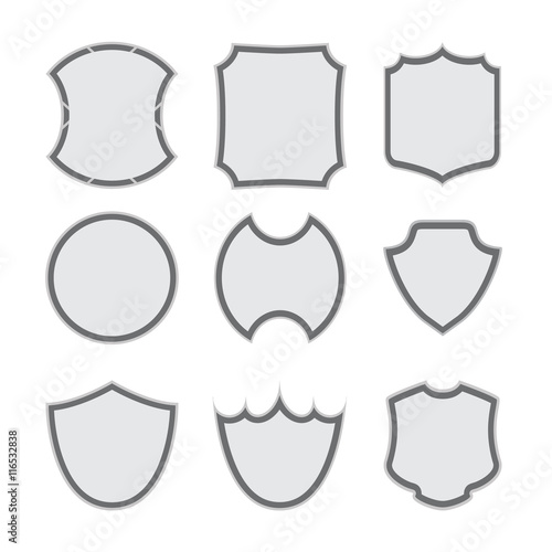 set of different shield shapes icons