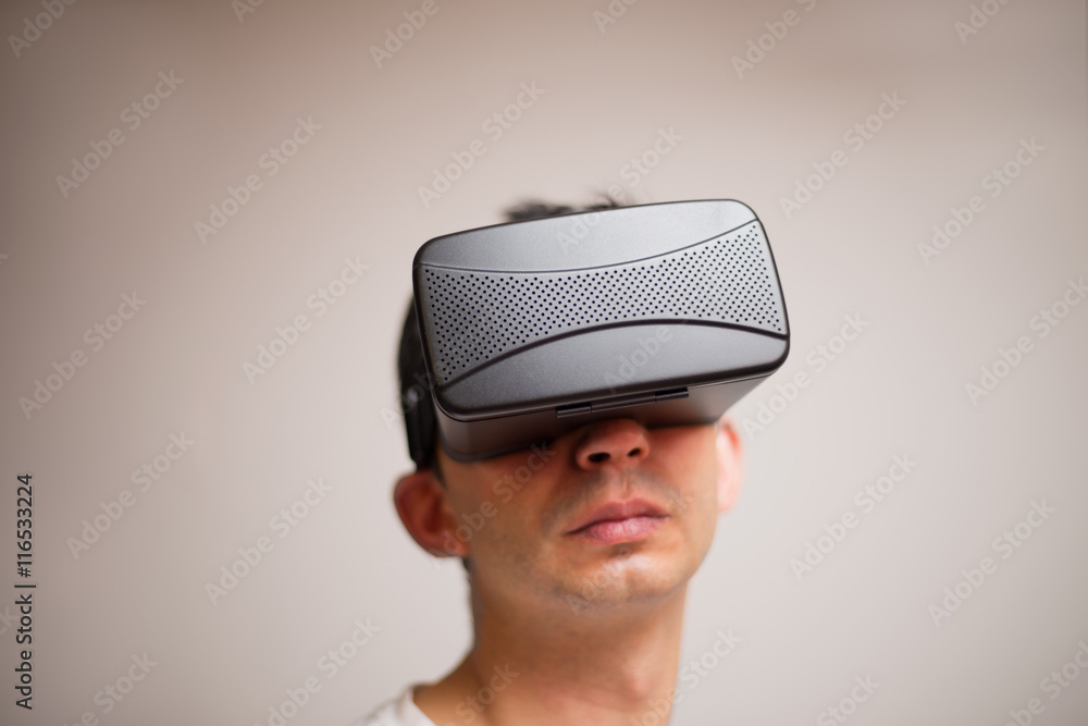 Man wearing virtual reality glasses Man wearing virtual reality glasses
