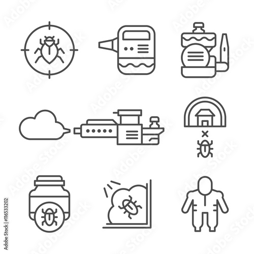 Set line icons of disinfestation