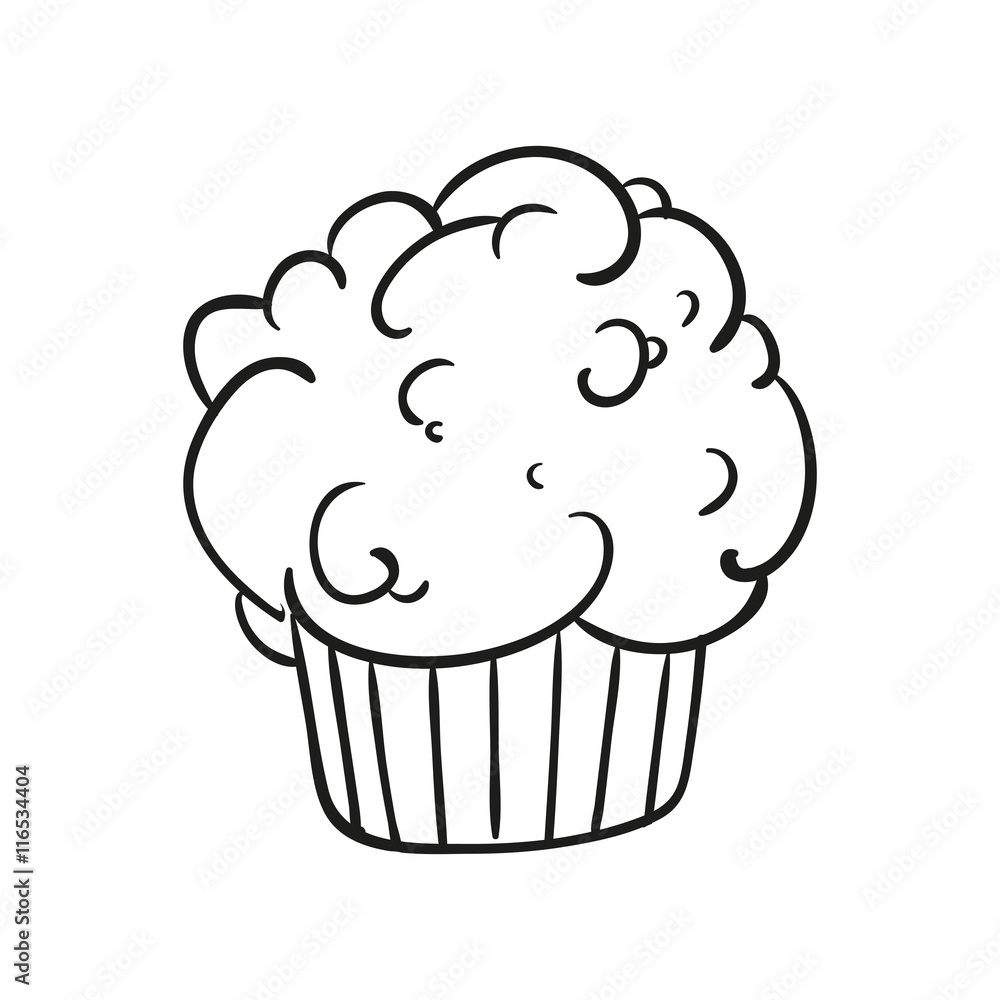 Vector Illustration of a Hand Drawn Cupcake Doodle Vector Illustration of a Hand Drawn Cupcake Doodle