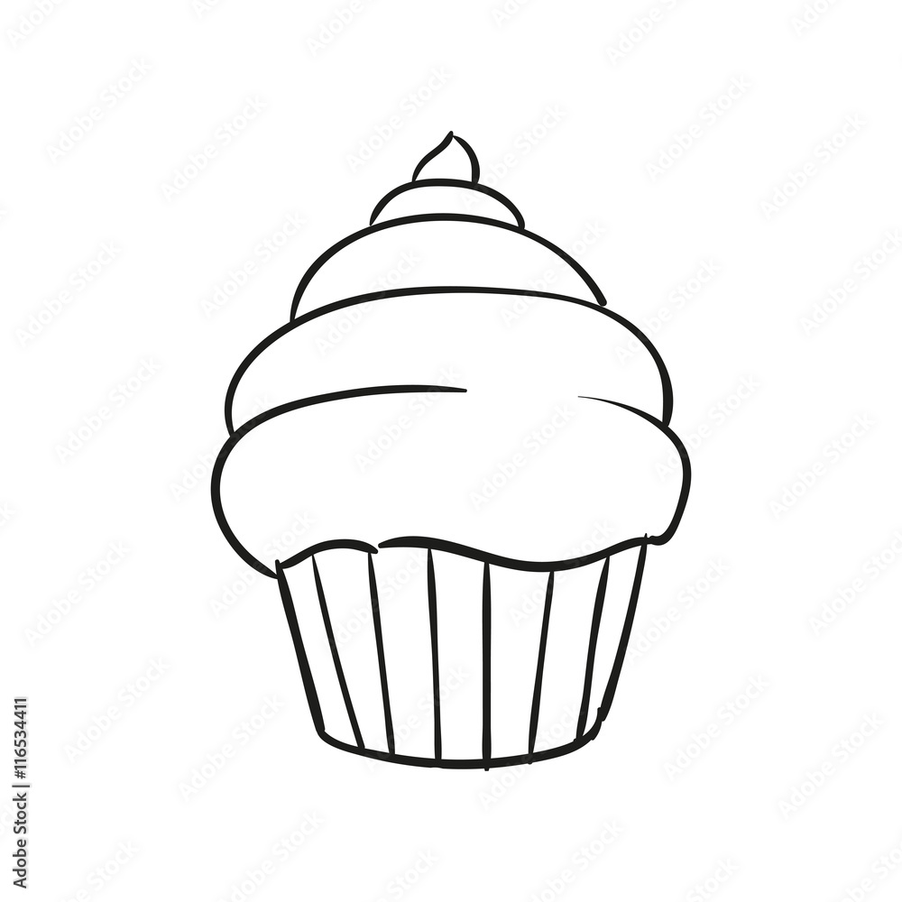 Vector Illustration of a Hand Drawn Cupcake Doodle Vector Illustration of a Hand Drawn Cupcake Doodle