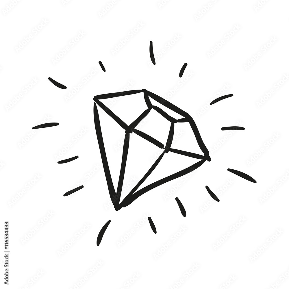 Doodle mano dibujar conjunto de diamantes, ilustración vectorial