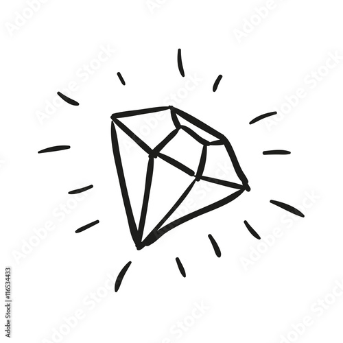 Vector Illustration of a Hand Drawn Diamond Doodle