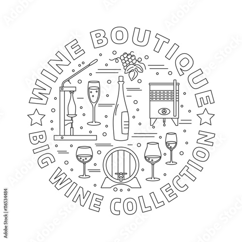 Winemaking, wine tasting graphic design concept