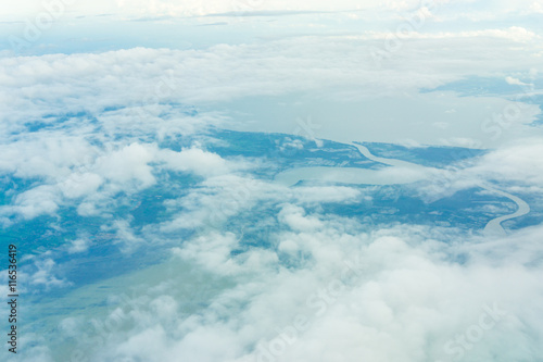 Fototapeta Naklejka Na Ścianę i Meble -  Blue sky background with tiny clouds
