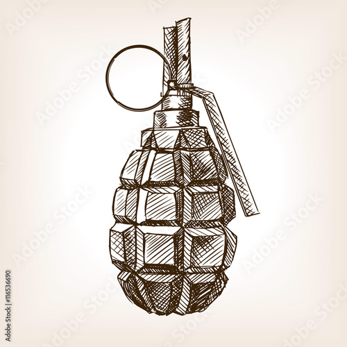 Grenade hand drawn sketch vector illustration
