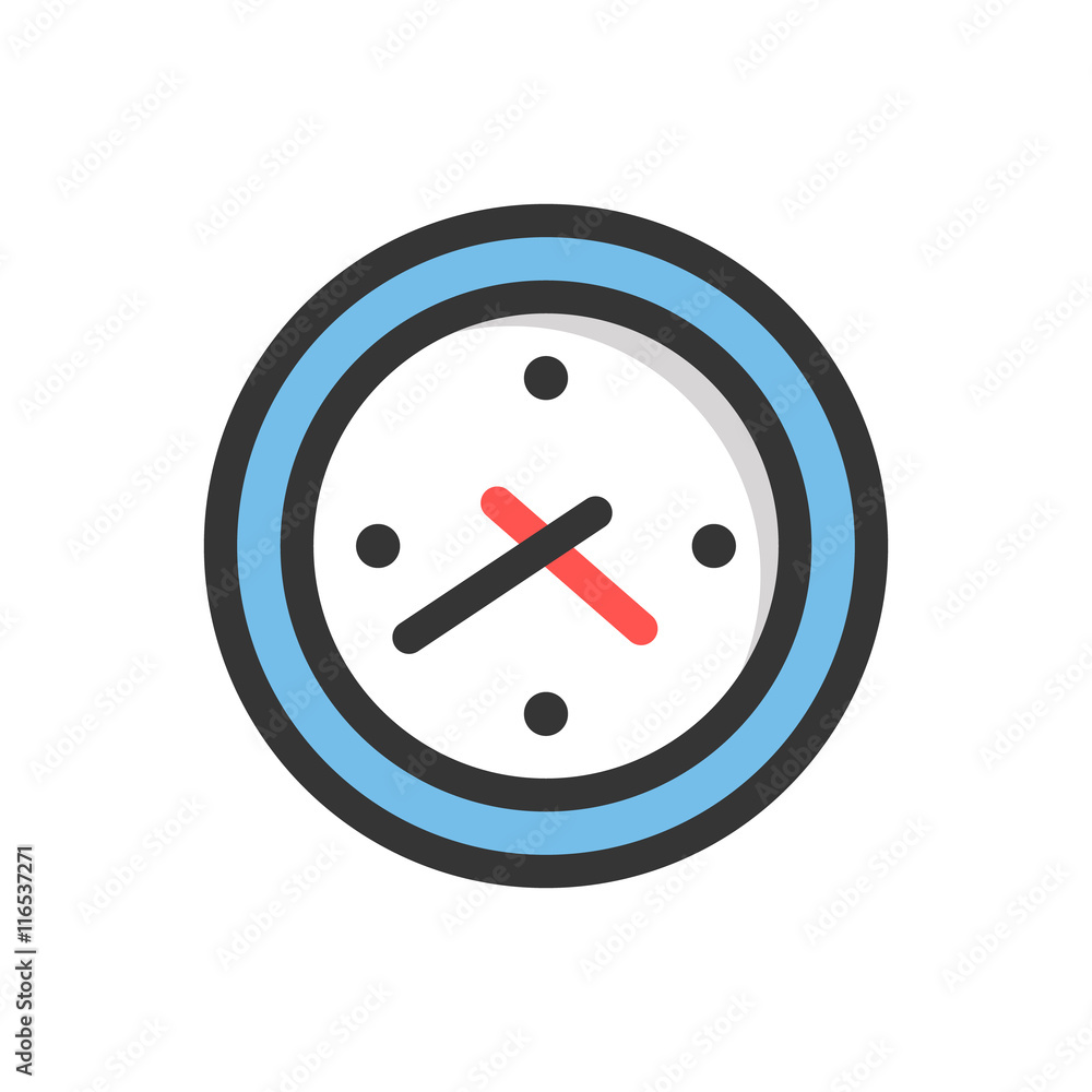 Clock icon. Flat line design vector illustration isolated on white background Clock icon. Flat line design vector illustration isolated on white background