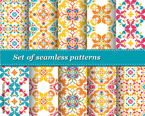 Mexican stylized talavera tiles seamless pattern. Background for design and fashion. Arabic, Indian patterns