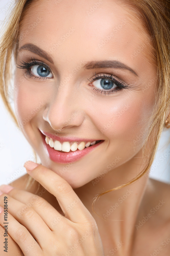 Portrait of beautiful woman on white background Portrait of beautiful woman on white background