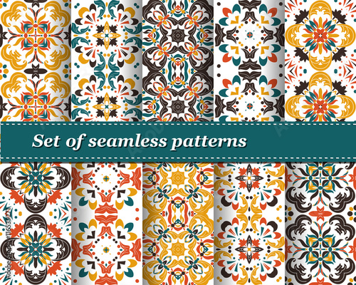 Mexican stylized talavera tiles seamless pattern. Background for design and fashion. Arabic, Indian patterns