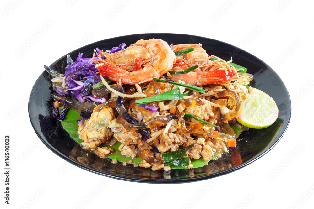 Stir fried Seaweed glass line with Shrimp (Pad Thai)