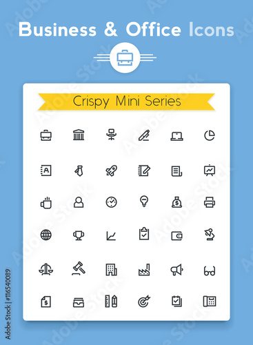 Vector line business and office tiny icon set