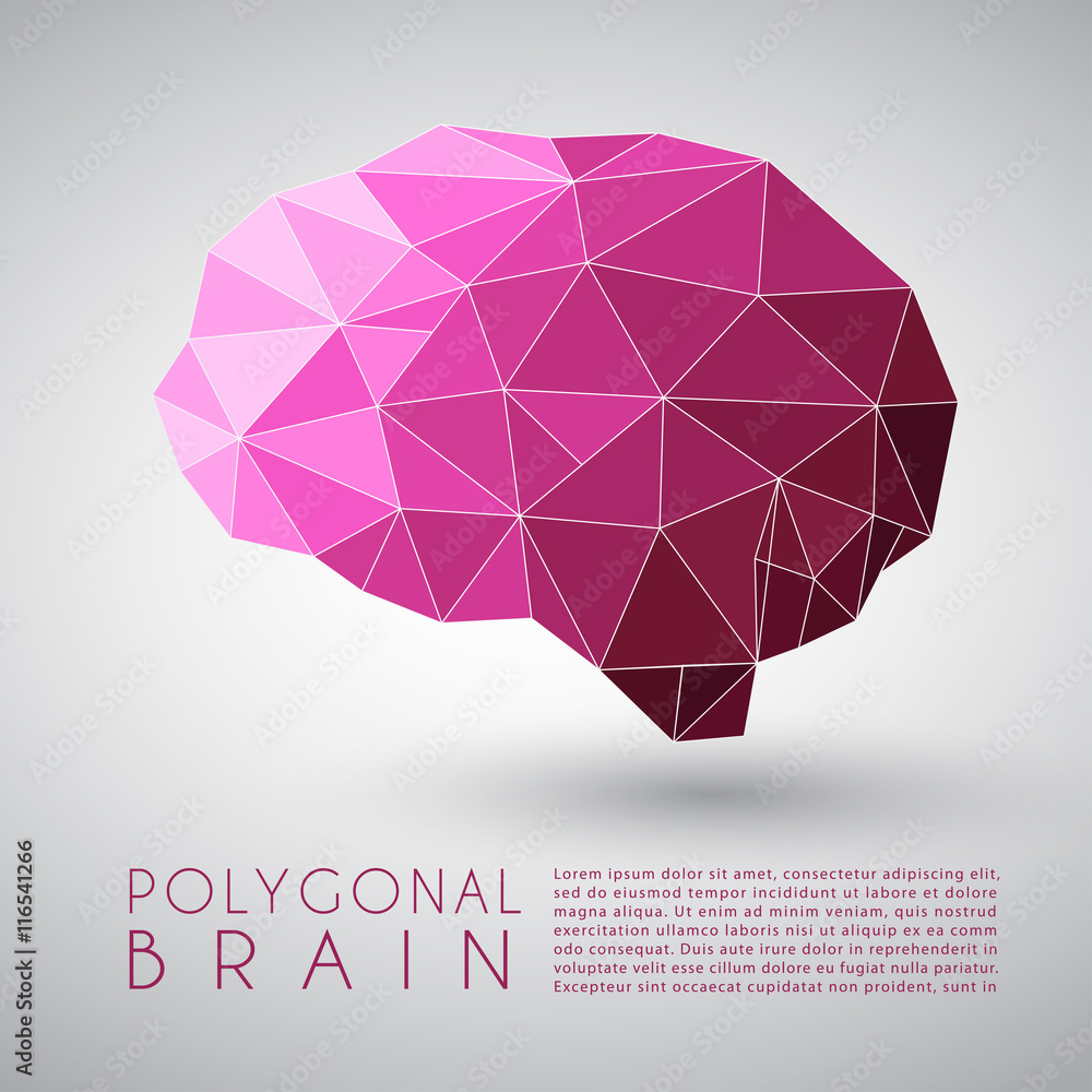 Naklejka premium Streszczenie wielokątne kształt mózgu: ilustracji wektorowych