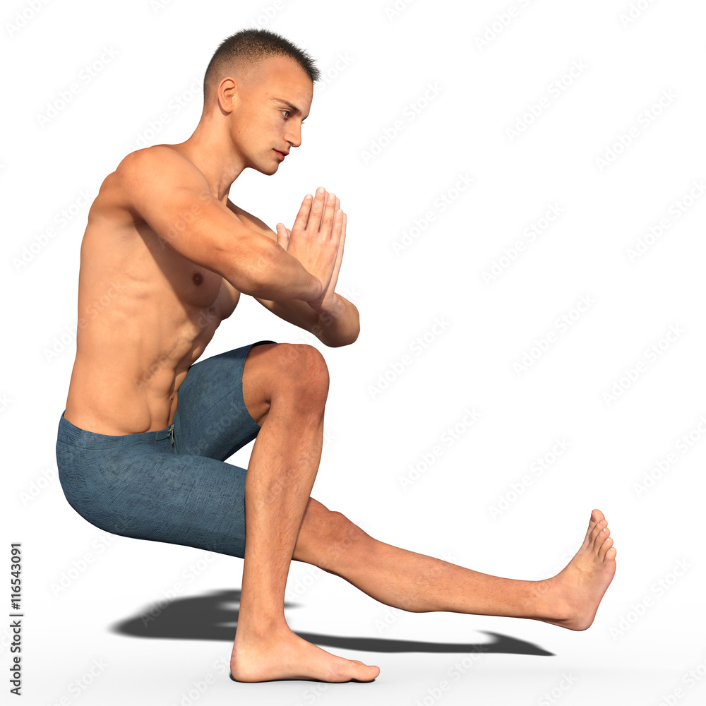 3D render of a kung fu warrior isolated on white 3D render of a kung fu warrior isolated on white