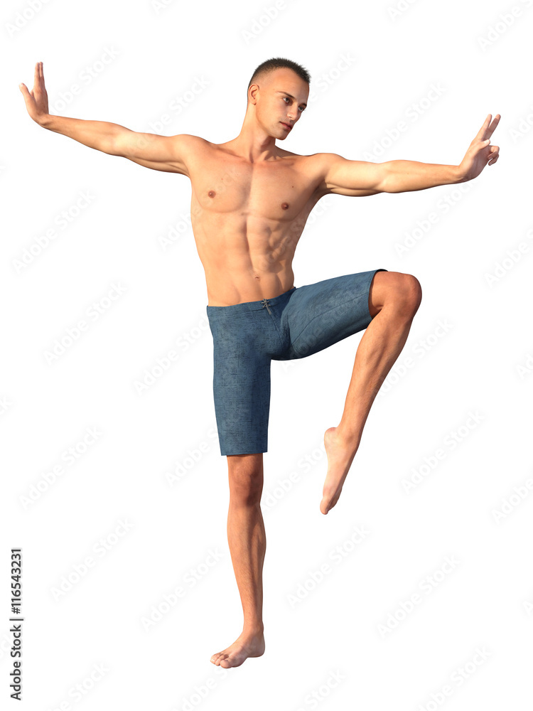 3D render of a kung fu warrior isolated on white 3D render of a kung fu warrior isolated on white