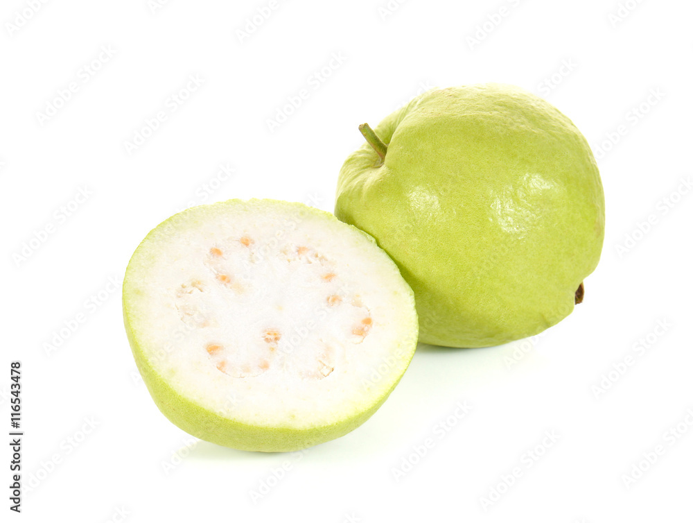 Fresh guava cut pieces on white background. Fresh guava cut pieces on white background.