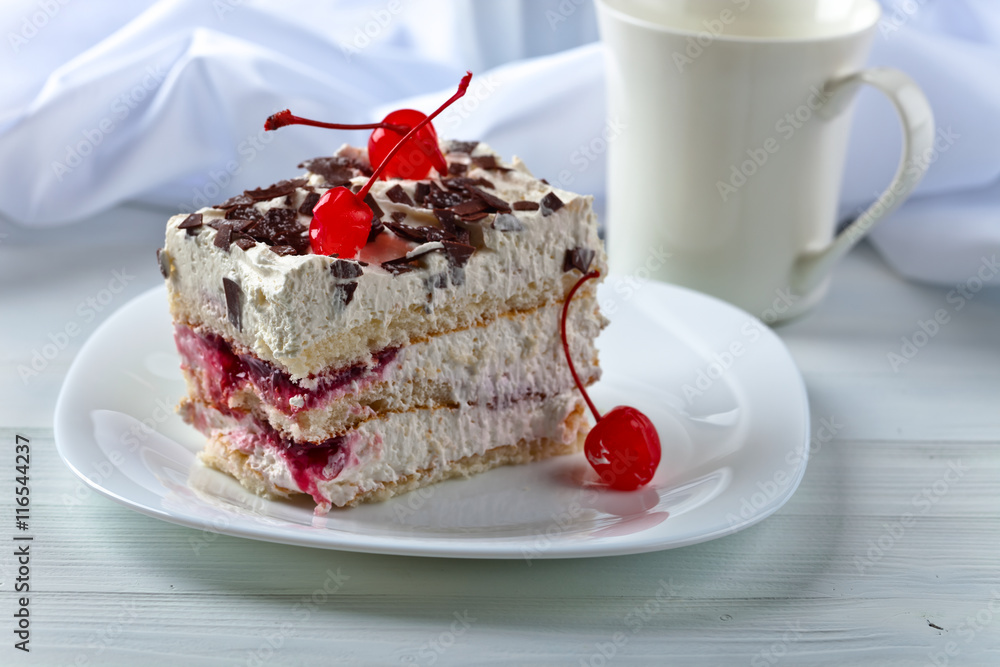 Homemade cake with cherries and chocolate Homemade cake with cherries and chocolate