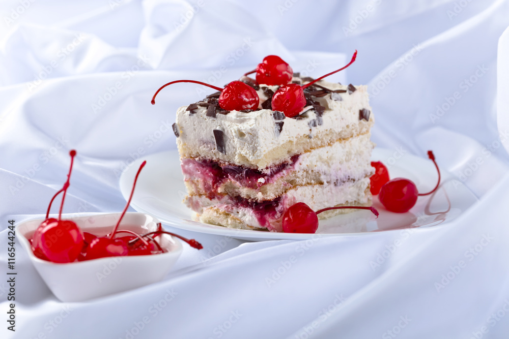 Homemade cake with cherries and chocolate Homemade cake with cherries and chocolate