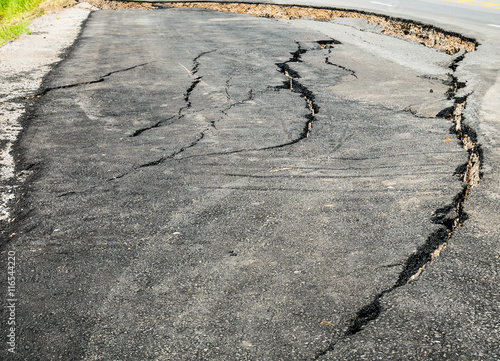 asphalt road cracked and broken texture