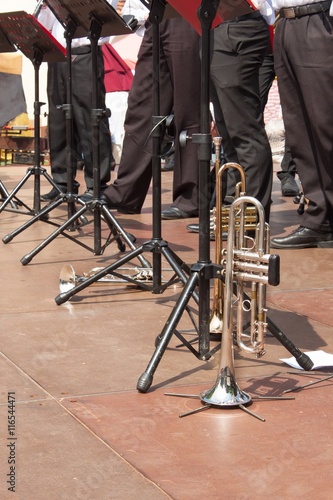 Trumpet on the concert stage. Musical performances. 