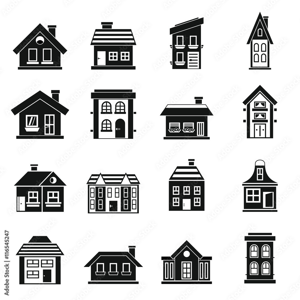 House icons set in simple style. Real estate set collection vector illustration