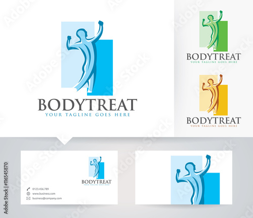 Body Treat vector logo with alternative colors and business card template