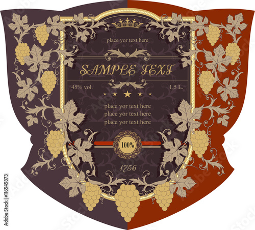 Label for alcoholic beverages in Vintage style