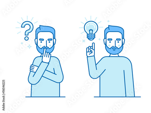 Vector illustration in flat linear style and blue colors - busin