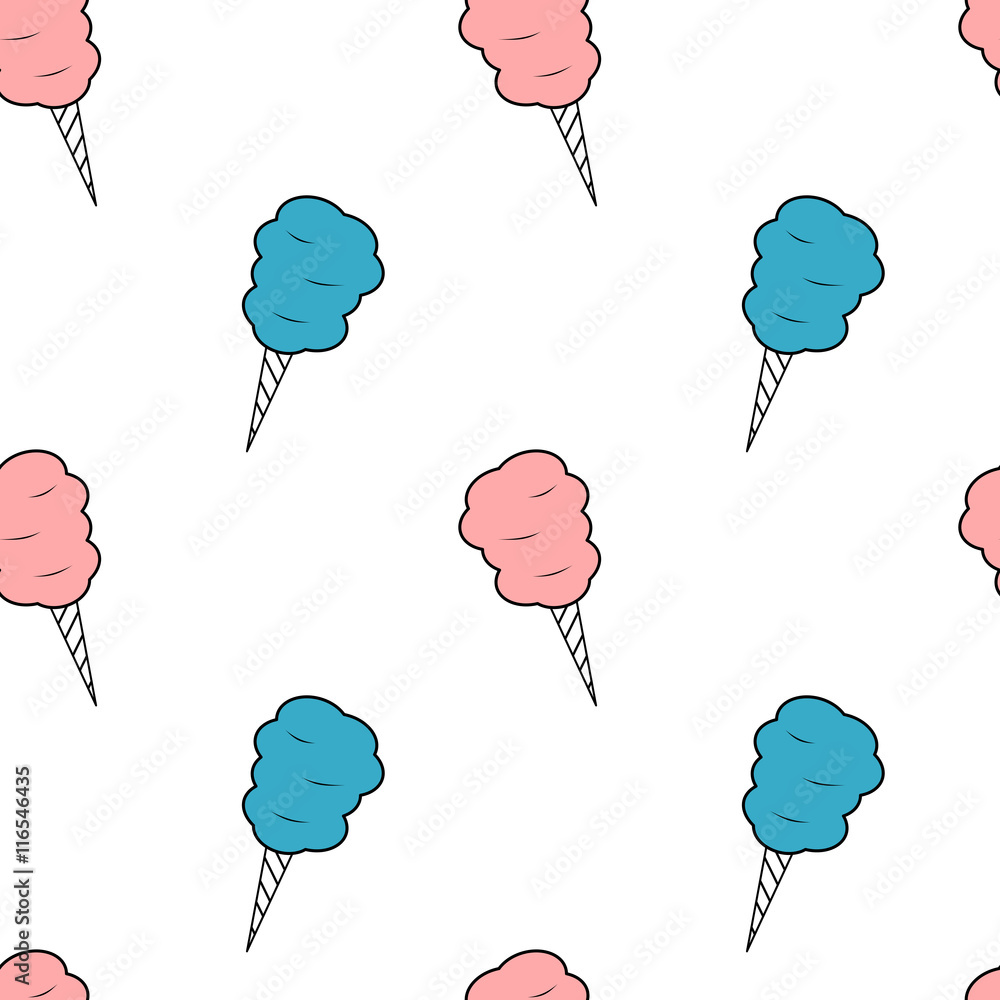 cute seamless vector pattern background illustration with pink blue cartoon  cotton candy Stock Vector | Adobe Stock