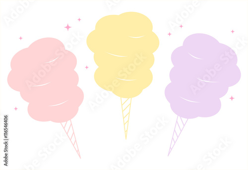 cute colorful cartoon sweet cotton candy set vector illustration

