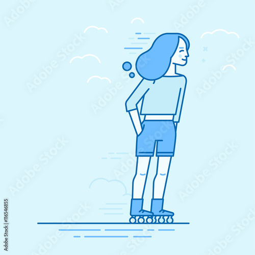 Vector illustration in flat linear style and blue colors - busin