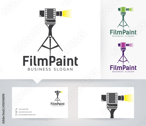 Film Painting vector logo with alternative colors and business card template