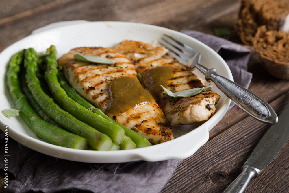 Grilled chicken breast with asparagus Grilled chicken breast with asparagus