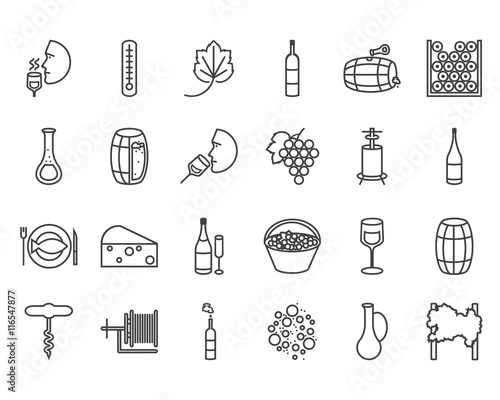 line wine icons