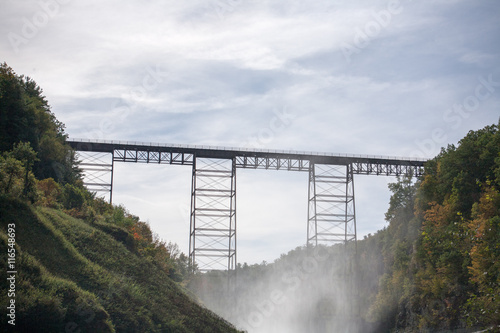 Mist rising to a bridge
