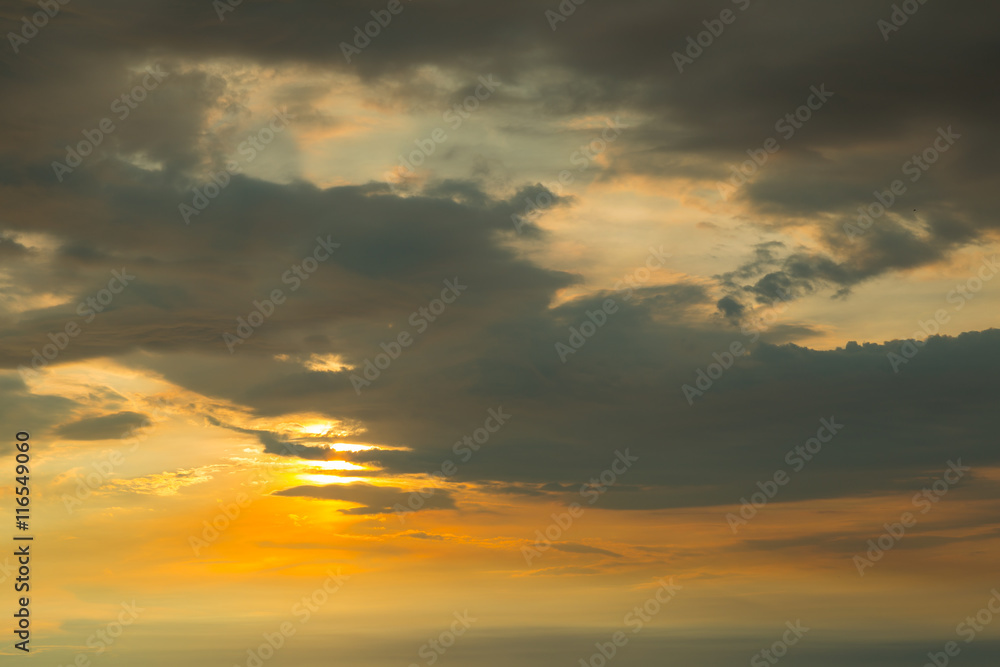 Colorful cloud, sky and sea during sunset