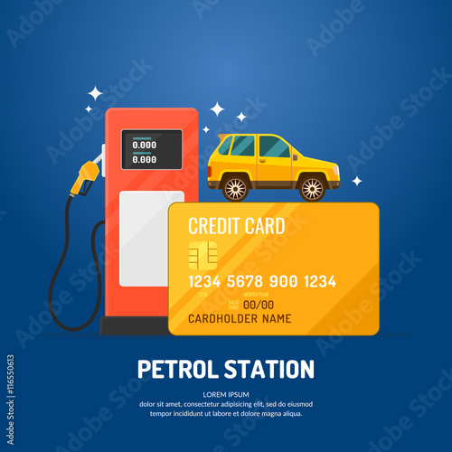 Bright advertising poster on the theme of gas station.