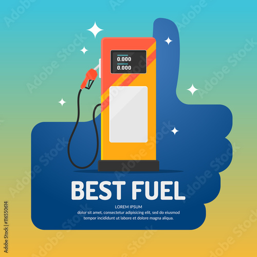 Bright advertising poster on the theme of gas station.