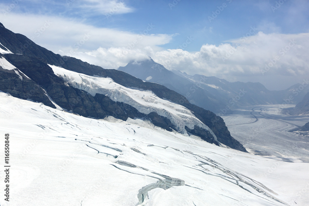 Aletsch glacier, the largest glacier in Alps