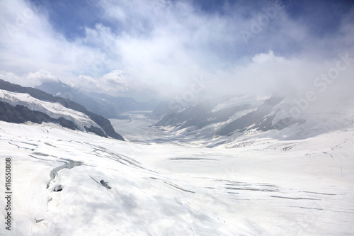 Aletsch glacier, the largest glacier in Alps