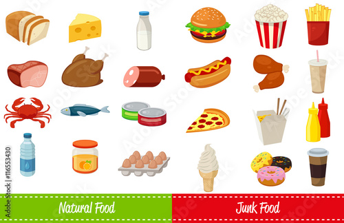 Set of icons with food and drinks for restaurant or commercial. Fast food icons. Food and Drinks icons. Vector