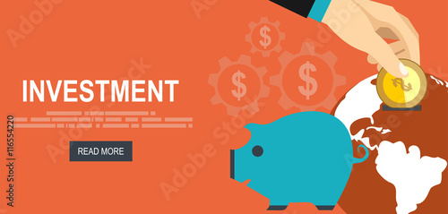 Flat design vector business illustration concept Investment hand hold money coin for website and promotion banners.