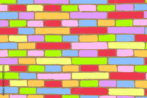 Parede com tijolos coloridos